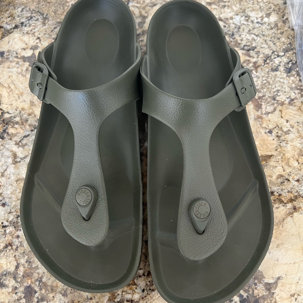Birkenstock Khaki Slide Sandals